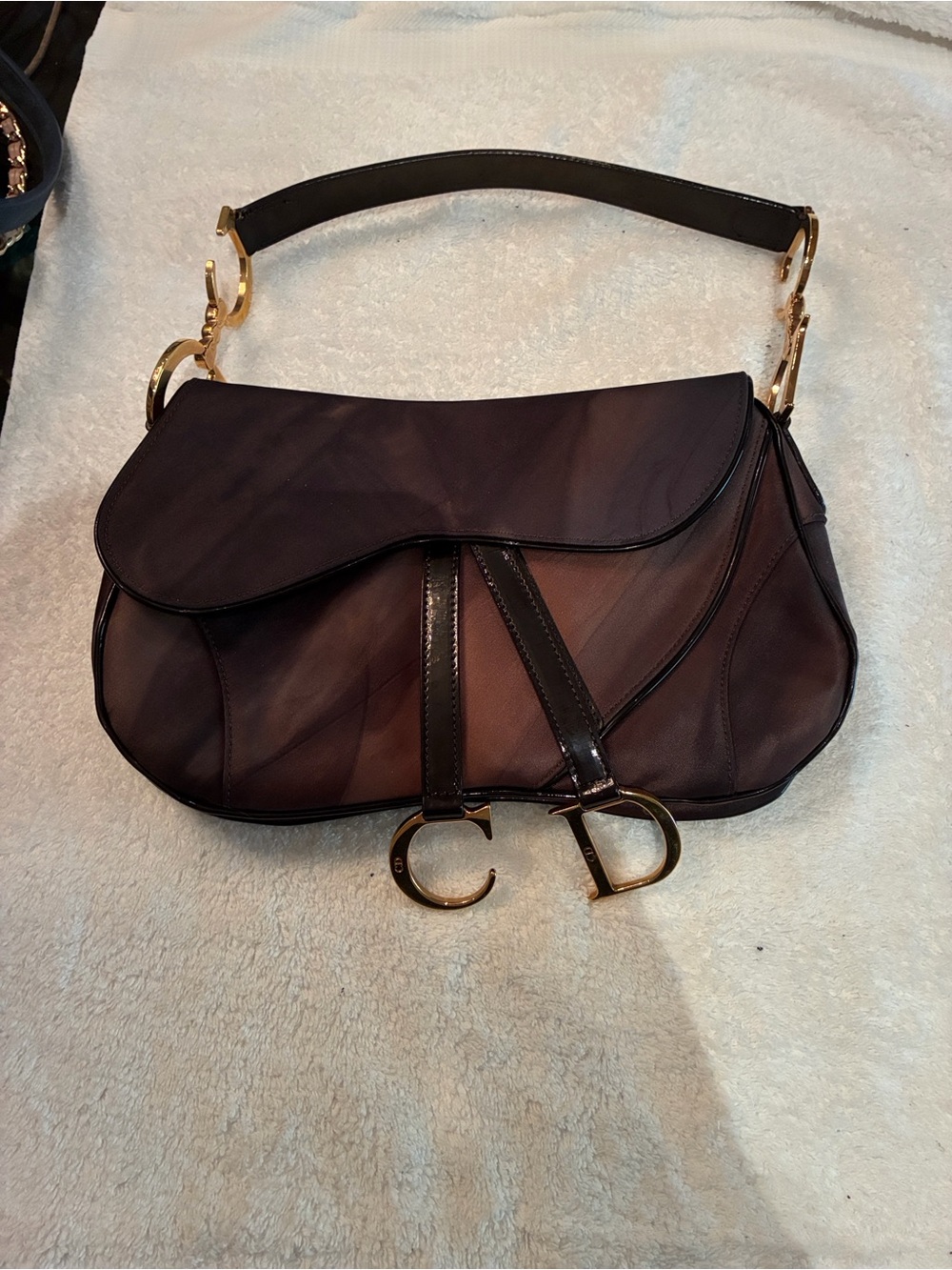 Designer-Inspired Dark Brown Shoulder Bag with Gold Hardware